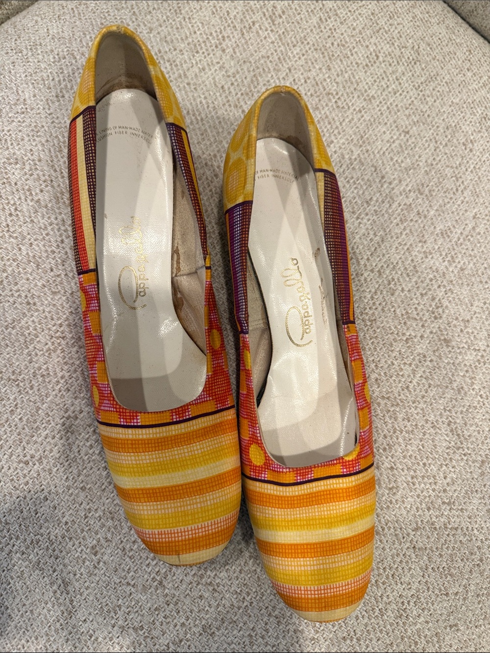Vintage Pappagallo Orange Yellow Pump Block Heel Approx 8.5–9 (please use meas.)